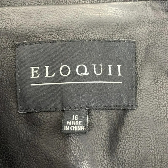 Eloquii Faux Leather Jacket Moto Zipper Belt Black Size 10 - Picture 10 of 14